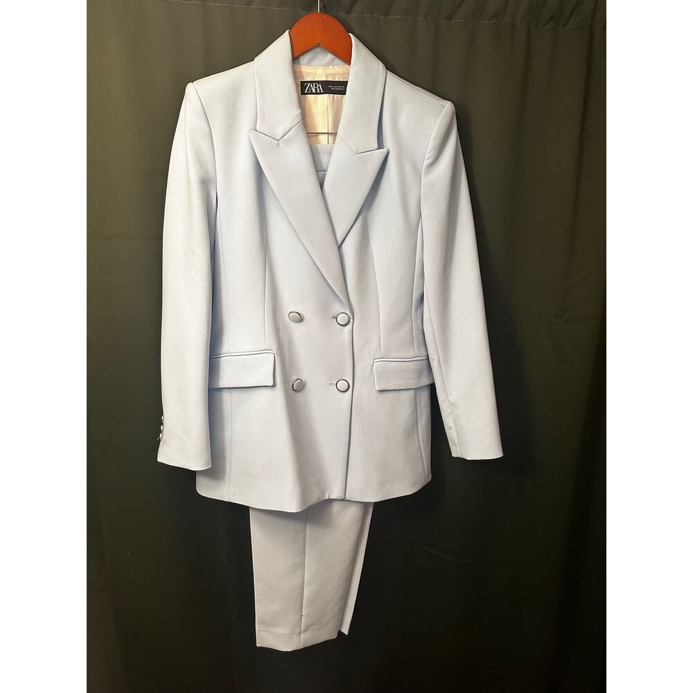 Zara 2 Piece Set Double Breasted Shoulder Pad Blazer and Slim High Waist Pants - Picture 8 of 15